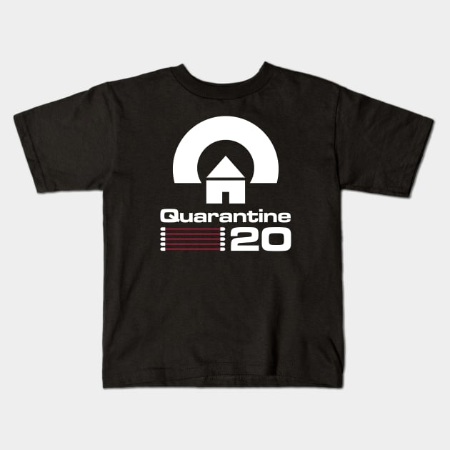 Quarantine video games console parody - white and red - 80s font meme parody Kids T-Shirt by ntesign